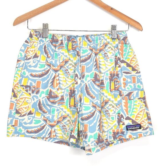 Patagonia Women's Funhoggers Shorts Thriving Planet Lago Blue  XS - Picture 2 of 12